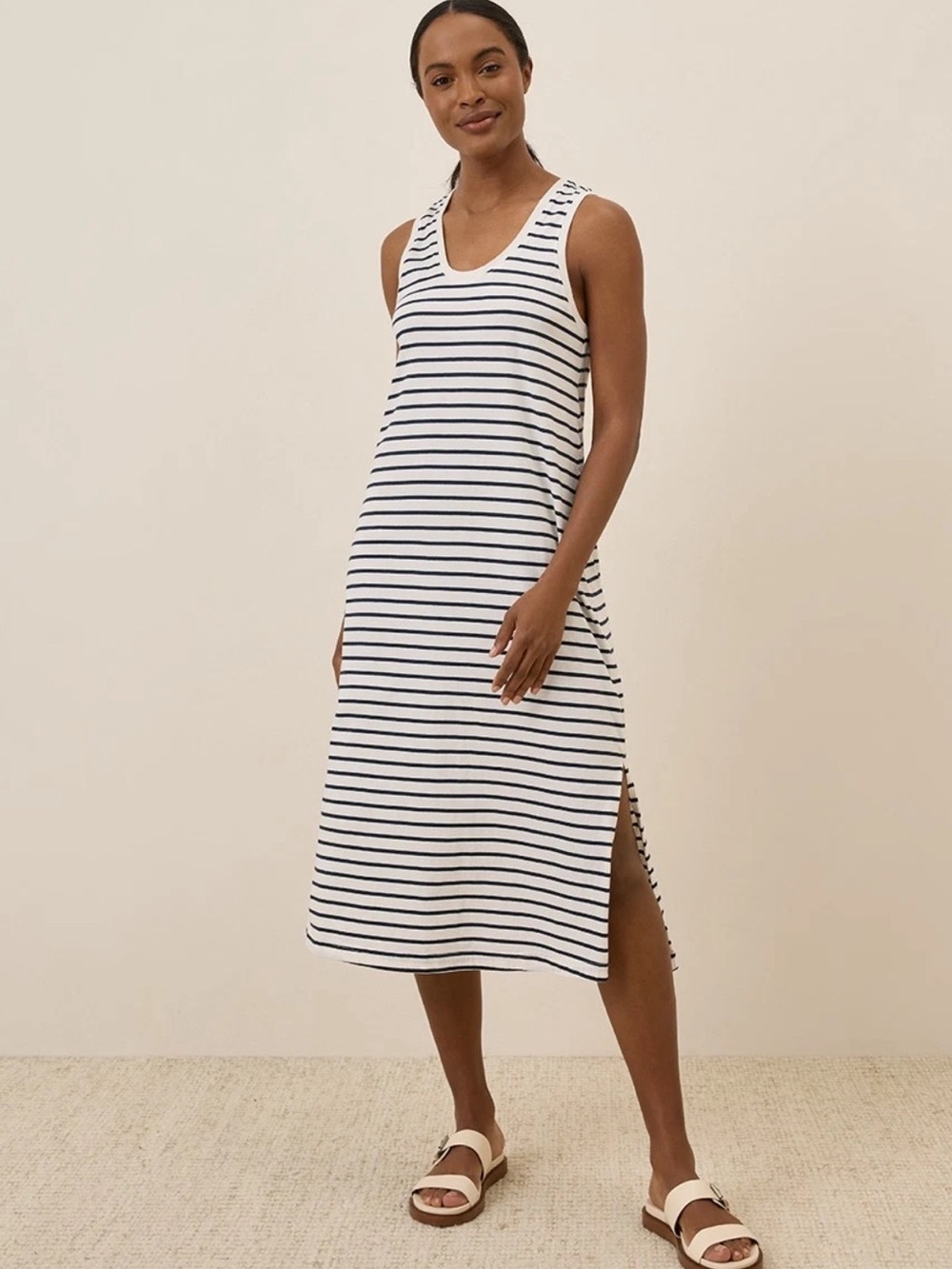 Pact Organic Cotton Stripe Softspun Midi/Maxi Tank Dress Size M